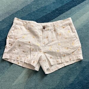 Old Navy White Shorts with Gold Palm Tree Accents